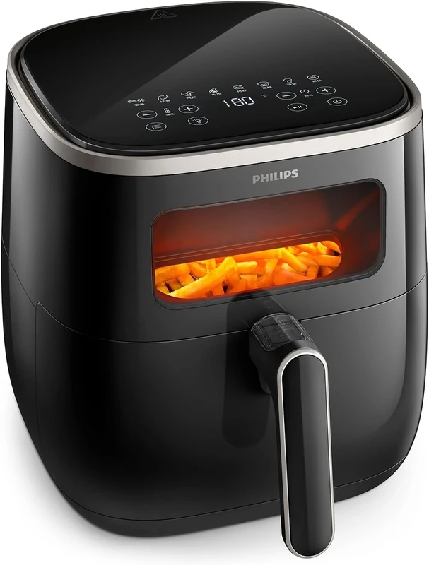 Philips Airfryer 3000 Series XL, 5.6 L, See-through window, 14-in-1 Cooking Functions, 90%* Less fat with RapidAir Technology, HomeID app, Easy to Clean (HD9257/88)