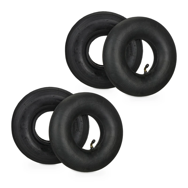 Relaxdays Wheelbarrow Tyre, 2x Set, Spare Wheels, Inflatable, 3.00-4", Max. Load 125 kg, Garden, Tool, Practical, Black, Rubber, 26 x 26 x 8.5 cm