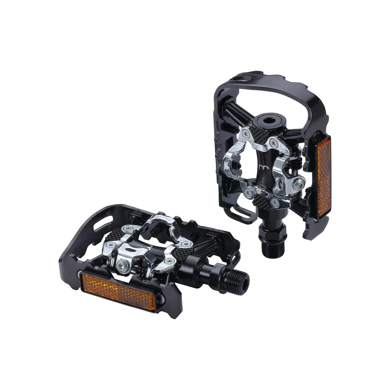 BBB Cycling Road Bike Dual Platform Pedals with Cleats SPD & Flat 9/16" Durable Aluminium Cage Adjustable Tension for MTB E-MTB Urban E-Road DualChoice 2.0 BPD-23B