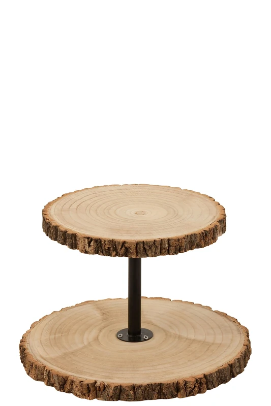 J-Line 2-Tier Tray - Wood - Natural - Image 1