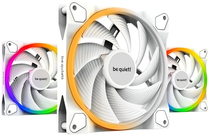 be quiet! Light Wings 140mm PWM high-speed White fan, 3 fans included, ARGB lighting, multiple colors and modes, silence-optimized fan blades, high air pressure, low noise-generating turbulences