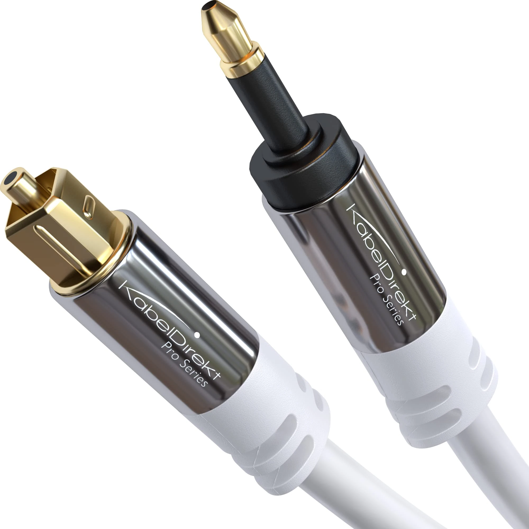 Mini-TOSLINK optical audio cable with signal protection, white – 3m (Mini-TOSLINK to TOSLINK, digital SPDIF cable/fibre optic cable for soundbars, stereo systems/amps, Hi-Fi) – CableDirect