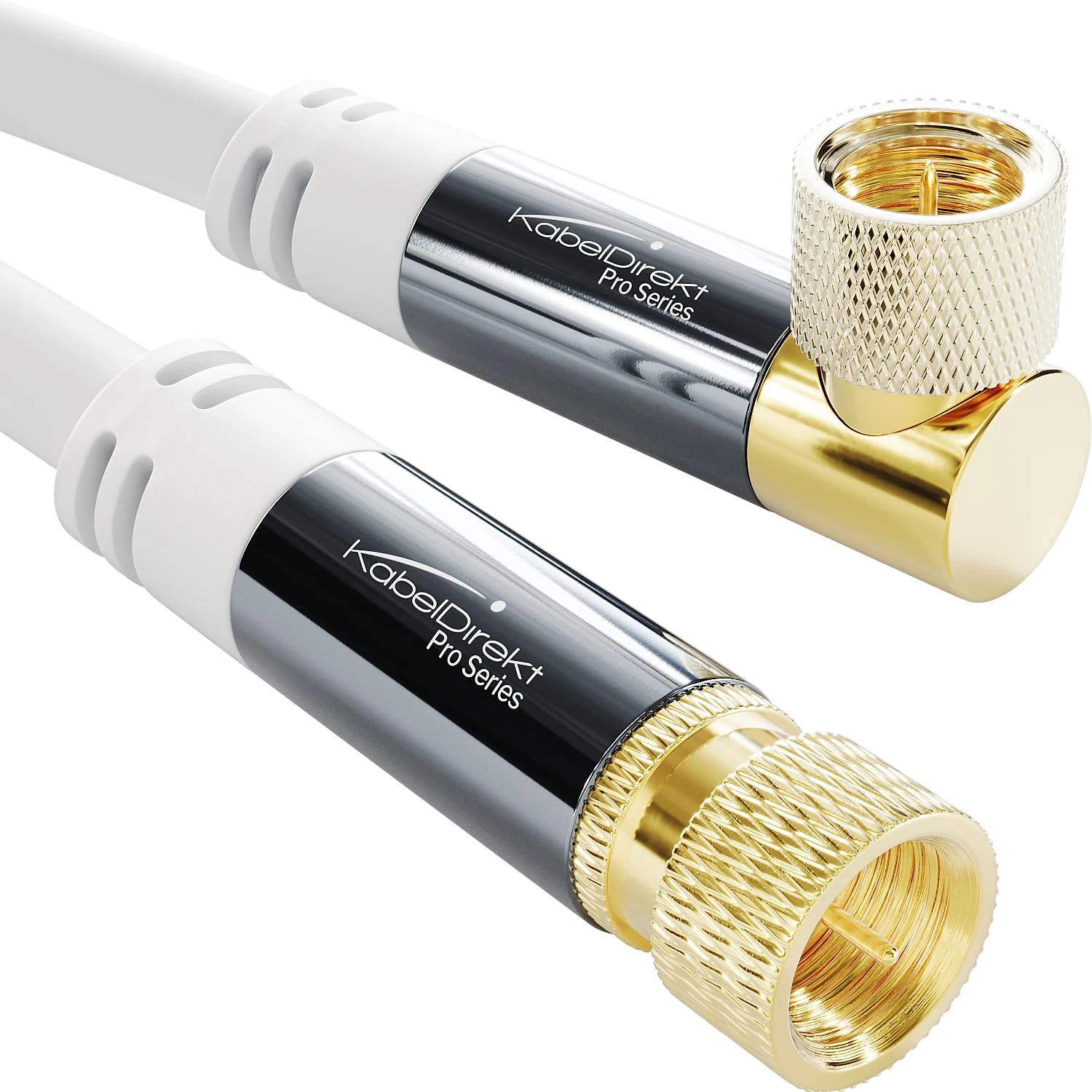 KabelDirekt – SAT Cable – Coaxial, Internet & Satellite TV/Aerial Cable, F-Connector – Designed in Germany – 90° angled/straight – 12.5m (Radio, DVB-T2/DVB-C/DVB-S2 – white)