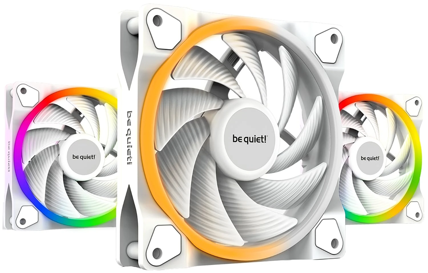be quiet! Light Wings 120mm PWM high-speed White fan, 3 fans included, ARGB lighting, multiple colors and modes, silence-optimized fan blades, high air pressure, low noise-generating turbulences