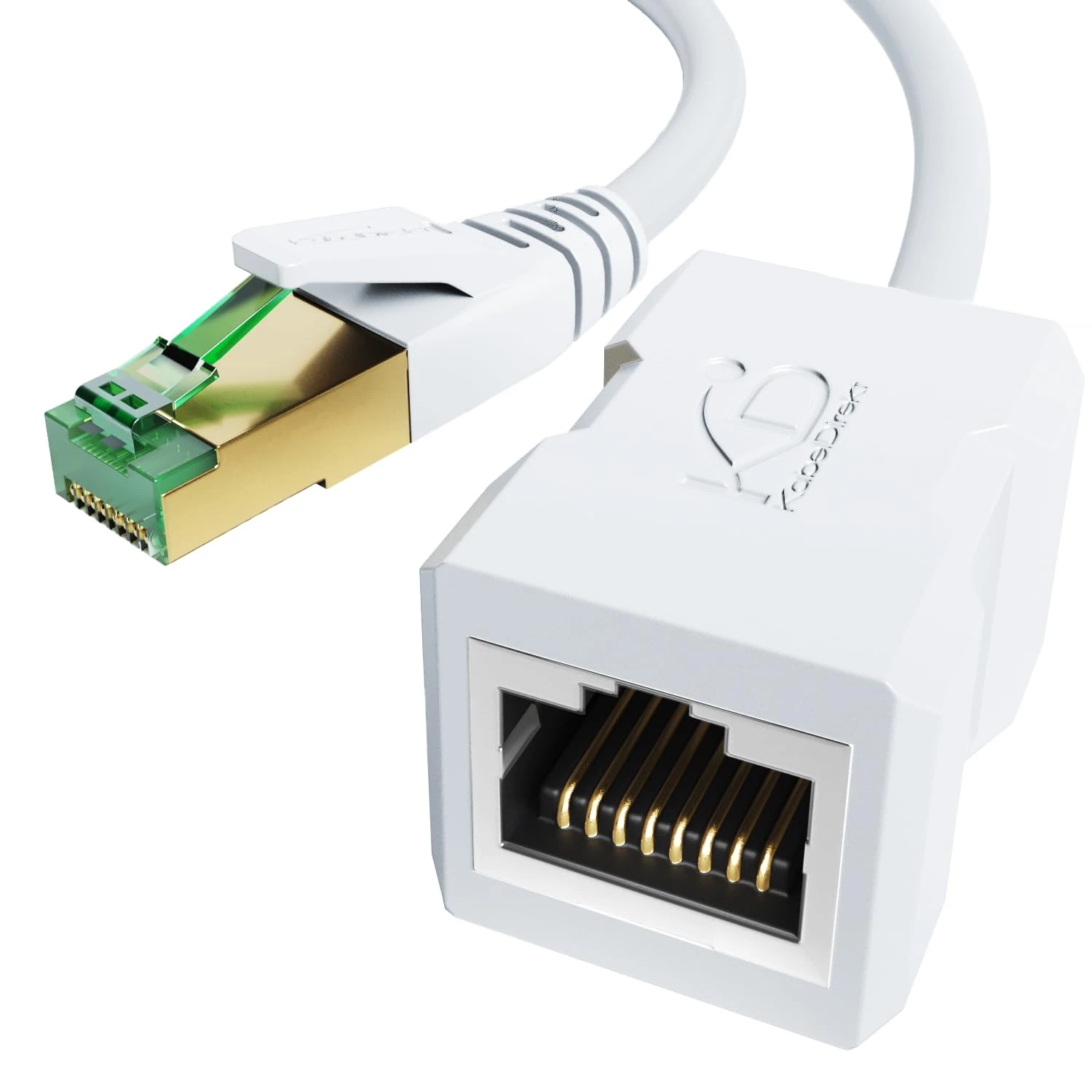 Ethernet extension cable with break-proof design, white – 1m (CAT 7 male to female Ethernet cable, extends network cables with full data transfer speed – 10Gbit/s, SF/FTP shielding) – CableDirect