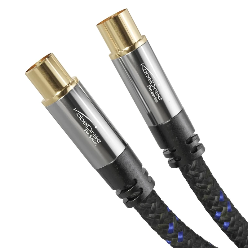 KabelDirekt 4K Nylon Braided TV Aerial Cable 1.5m - Metal Plug Coaxial