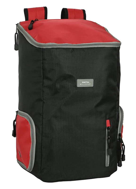 SAFTA - Multisports Backpack for Laptop 13.3 inches, Ideal for Teenagers of Different Ages, Comfortable and Versatile, Quality and Strength, 28 x 22 x 50 cm, Black/red, Black/red, Estándar, Casual