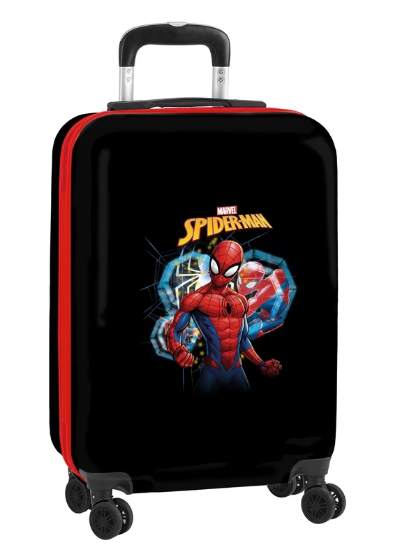Spiderman – Cabin Trolley 20 Inches, Suitcase with Wheels, Safety Lock, Lightweight, 34.5 x 20 x 55 cm, Black, Black/White, Estándar, Casual