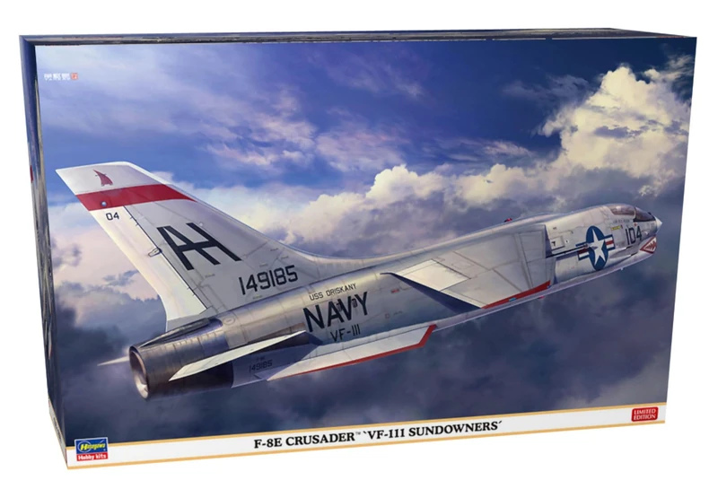 ハセガワ Hasegawa 7524 1/48 F-8E Crusader VF111 Sundowners Model Kit, Multi-Colour