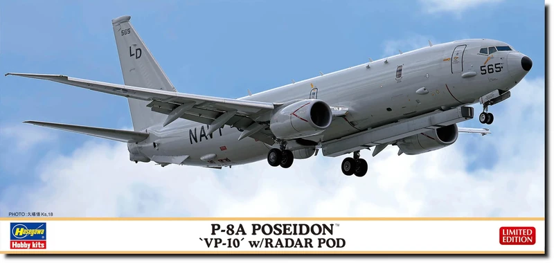 Hasegawa 10856 1/200 P-8A Poseidon CP10 with Radar Model Kit, Multi-Coloured
