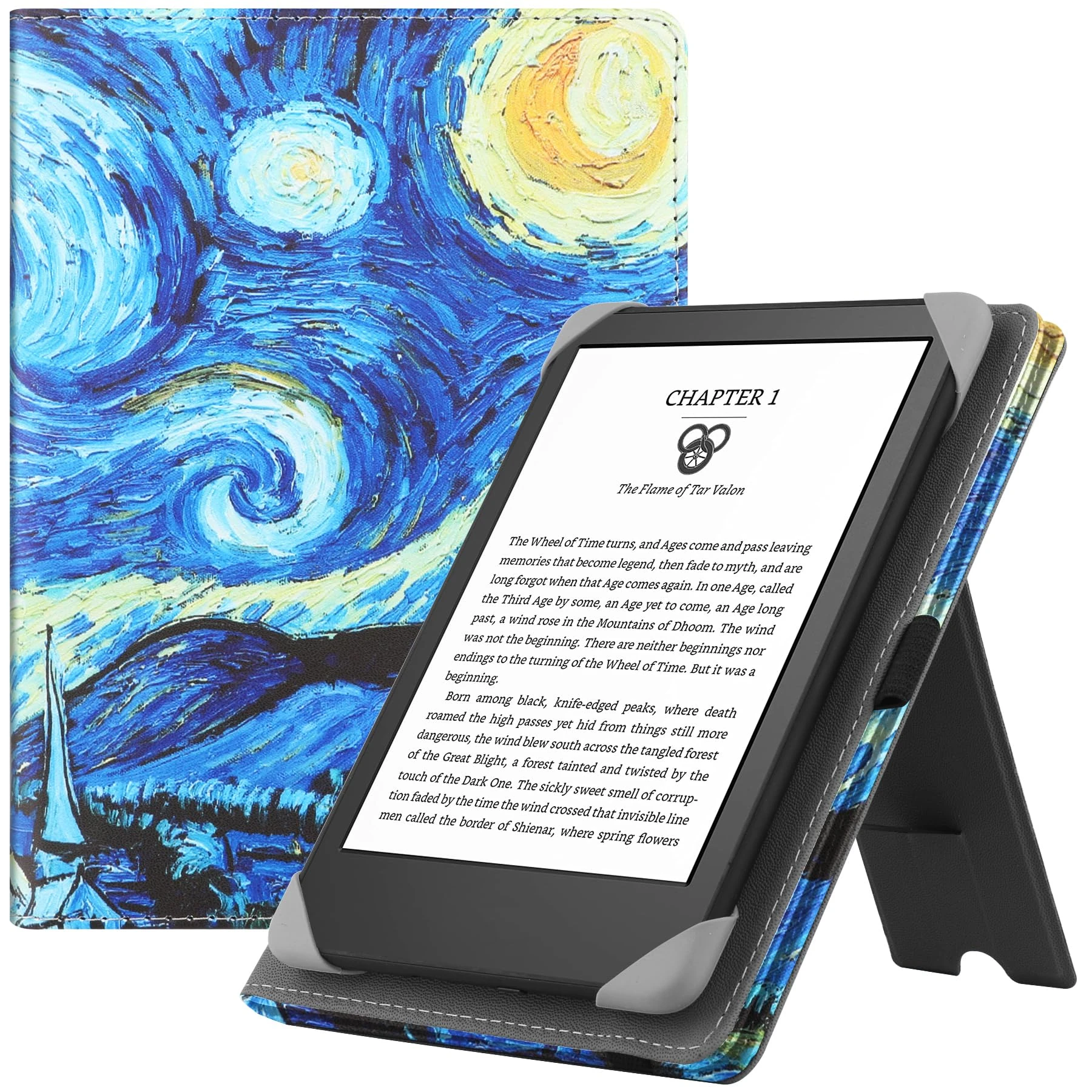 HGWALP Universal Case for 6" eReaders, Folio Leather Stand Cover with Handstrap Compatible with All 6 inch Paperwhite/Paperwhite/Kobo/Tolino/Pocketook/E-Book Reader-Starry Sky