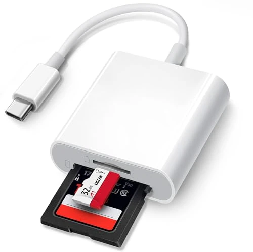 Trail Camera USB C SD Card Reader, ChiaoPio 2 in 1 USB-C to Memory Card Adapter with SD MicroSD Dual-Slot Compatible with iPhone 15 iPad Mac MacBook Pro/Air/Mini Samsung Android Laptop