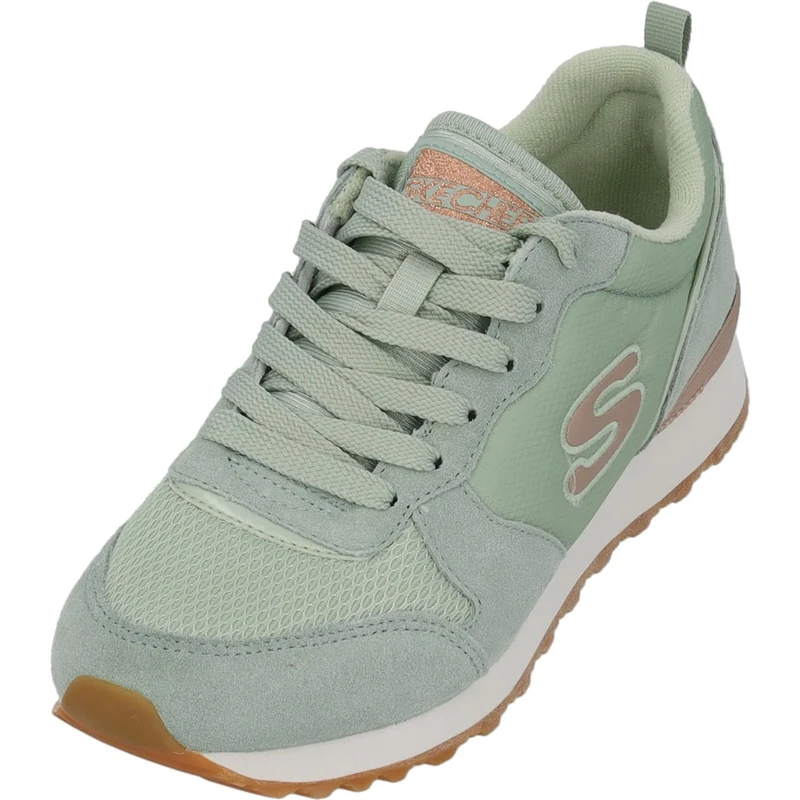Skechers Women's Og 85 Goldn Gurl Sneaker, Sage Suede/Nylon Mesh/Rose Gold Trim, 7 UK