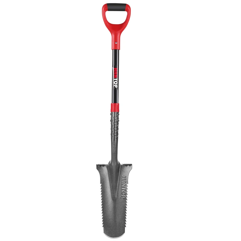 HANTOP Drain Spade Shovel Trenching Spade Shovel Transplanting Spade Narrow Shovel Serrated Shovel for Digging, 44 inches - Image 1