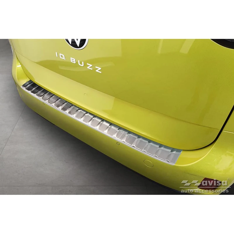 Avisa Stainless Steel Rear bumper protector compatible with Volkswagen ID.Buzz + Cargo 2022- 'Ribs', Silver