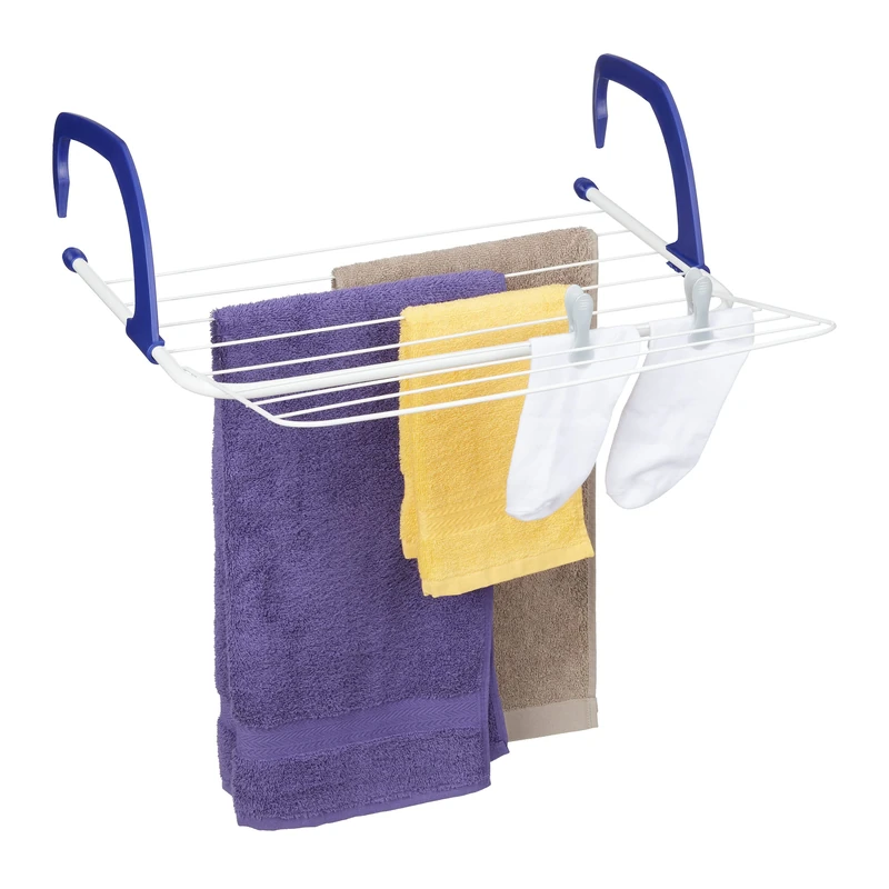 Relaxdays Hanging Dryer, Laundry Rack for Hanging, Balcony, Heater & Camping, Space Saving, 4m Length, White - Image 1