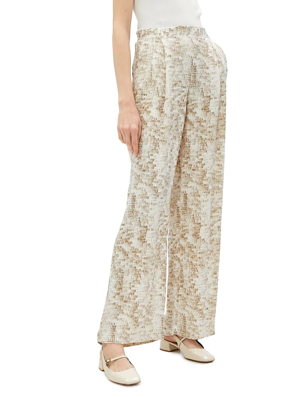 Koton Women's Wide Leg Pocket Detail Trousers, Beige Design (0d5), 8