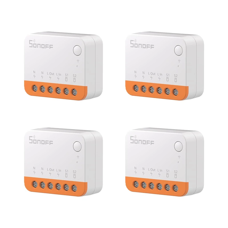 SONOFF Smart Switch, MINIR4 Wi-Fi Smart Switch, 10A 2400W, Zero and Fire Wires, Works With Amazon Alexa And Google Home Assistant (4 PCS)