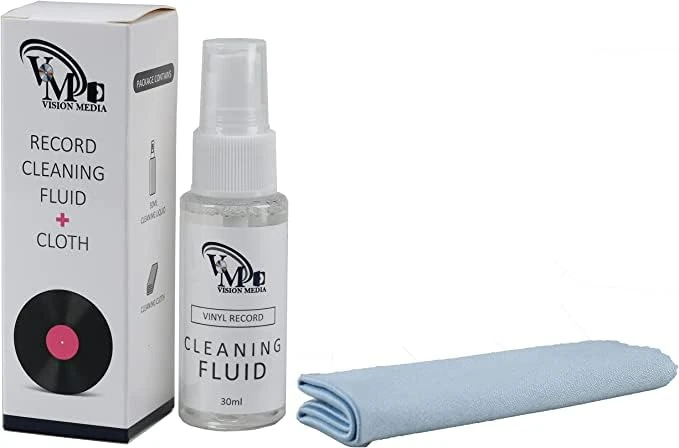 Professional LP Record Cleaner Solution : Antistatic Vinyl Record Restoration & Cleaning Kit, Supersoft Microcloth, Crystal Clear Sound. By Vision Media®