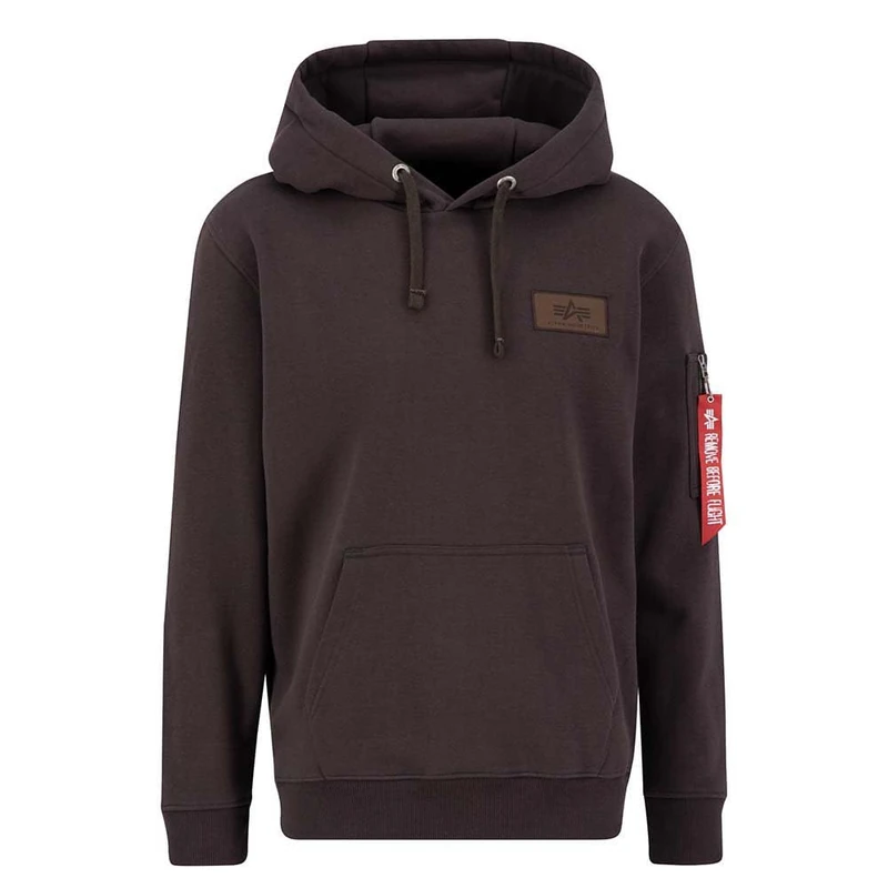 Alpha Industries Back Print Hoody Mens Hooded Sweat Hunter Brown - Image 1