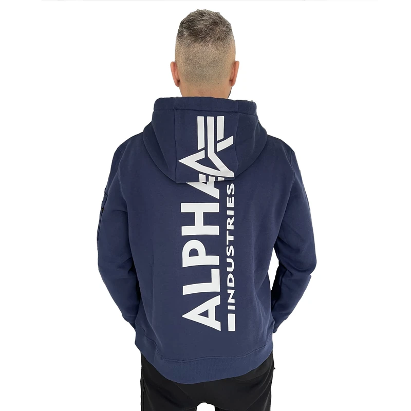 Alpha Industries Back Print Hoody Mens Hooded Sweat Ultra Navy