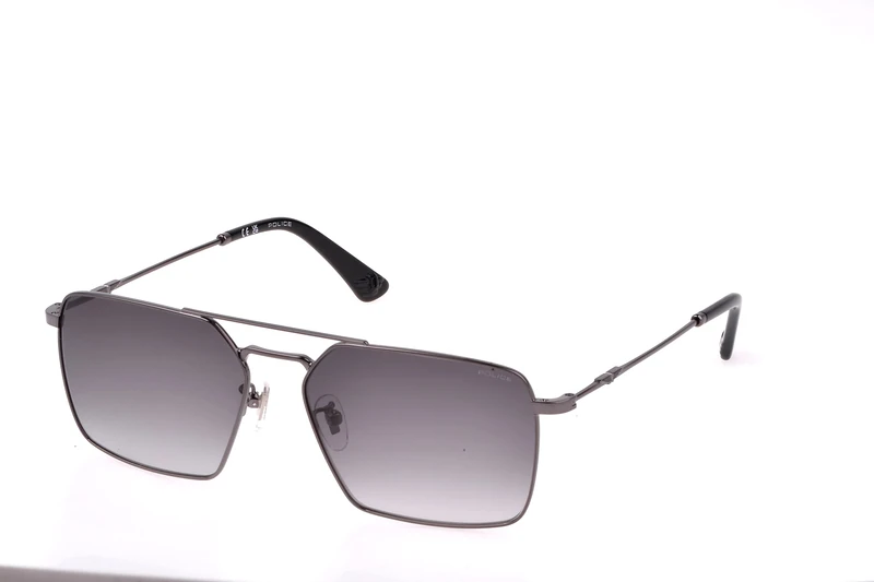 POLICE Men's Sunglasses SPLL07 Origins Lite 15, Total Shiny Gun, 59