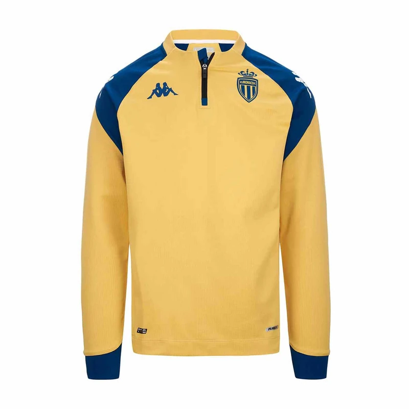 Kappa Ablas PRO 7 AS Monaco 23-24, Official Sweatshirt, Yellow/Blue, 14Y, Boy