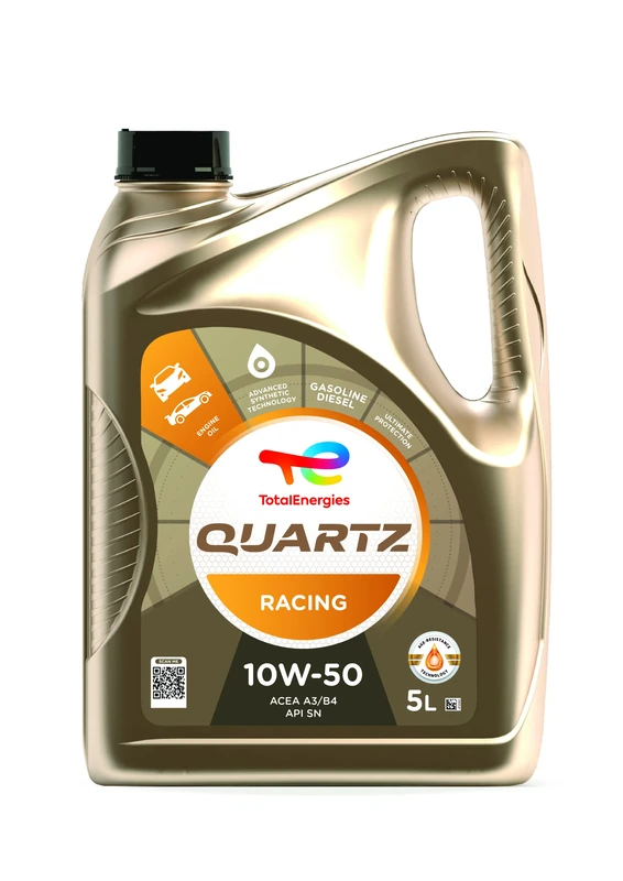 TotalEnergies Quartz Racing 10W50 Engine Oil ACEA A3/B4, API CF/SN Age-Resistance Technology Fuel Economy Formula Advanced Synthetic Engine oil 5L