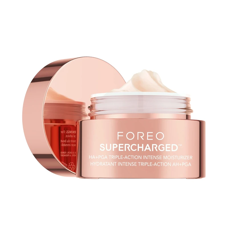FOREO SUPERCHARGED HA+PGA Triple Action Intense Face Moisturiser - Wrinkle Day Cream for Face - Hyaluronic Acid & Squalane - Vegan - Cruelty & Gluten Free - Clean Skincare - 50ml