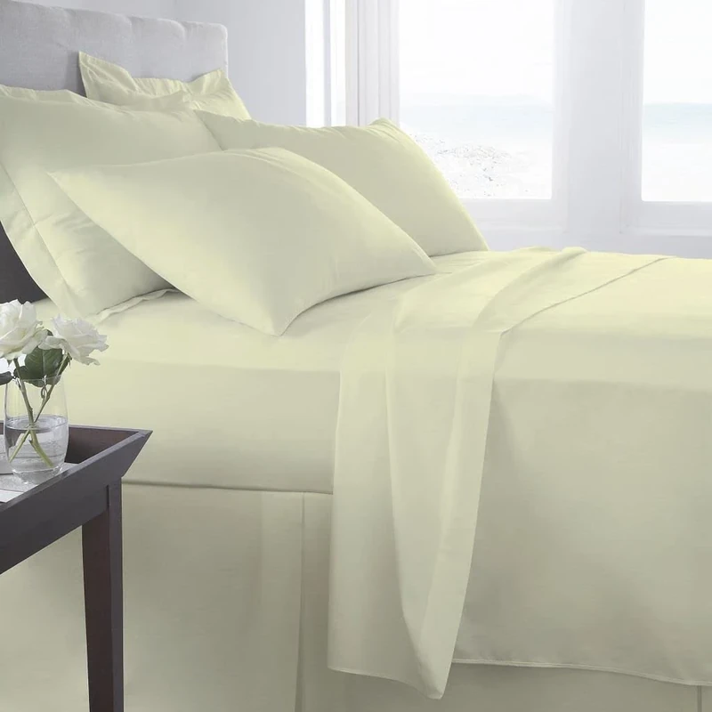 Homespace Direct 400 Thread Count 100% Egyptian Combed Cotton Flat Sheets Cream Super King