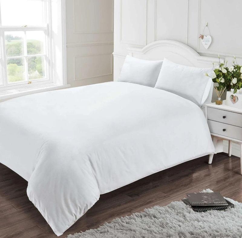 Homespace Direct 400 Thread Count 100% Egyptian Combed Cotton Duvet Cover Set White Double