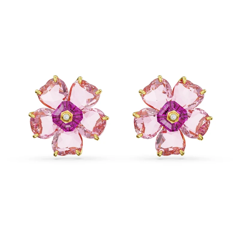 Florere Gold-Tone Plated Pink Flower Earrings 5650563
