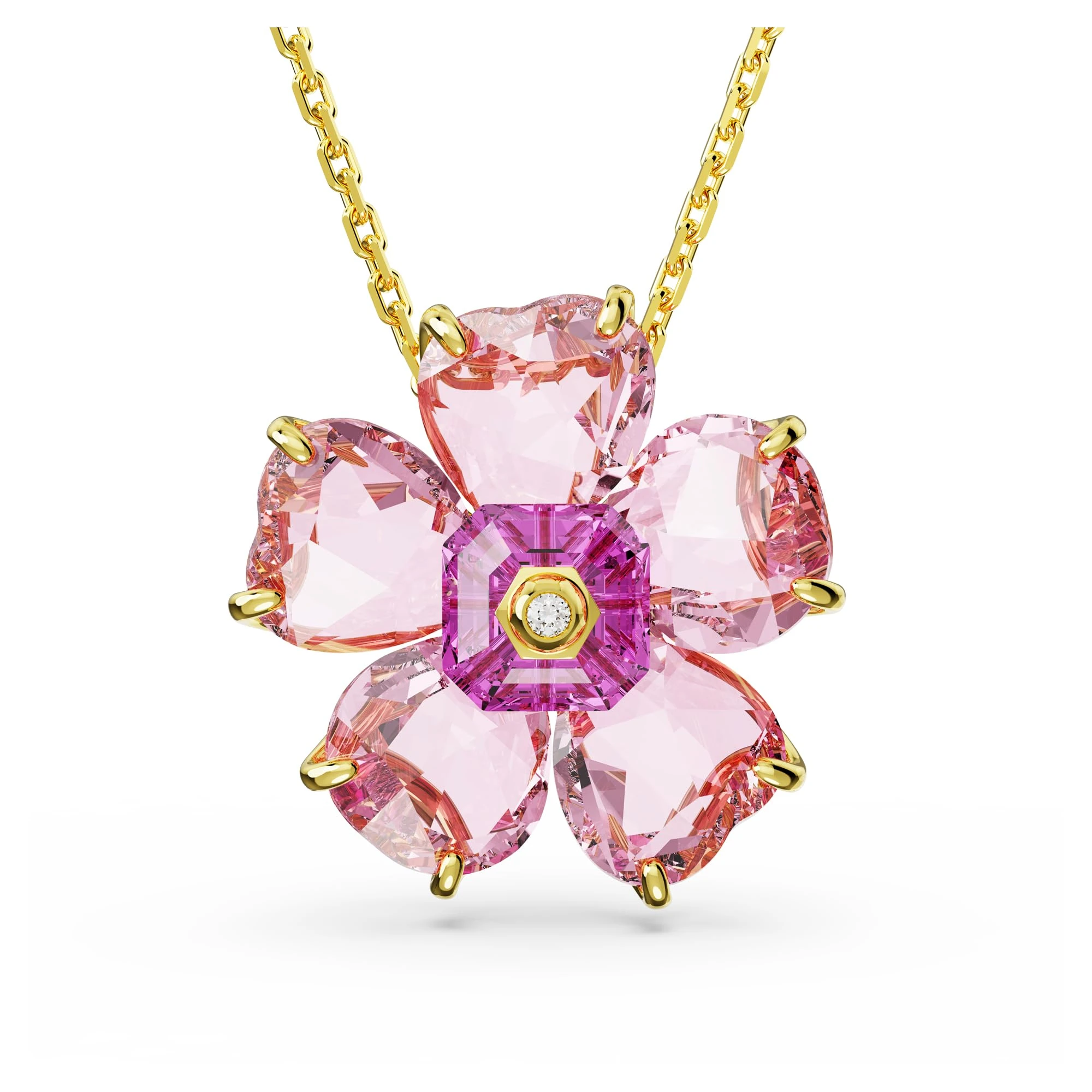 Swarovski Idyllia Pendant, Pink, Gold-tone plated