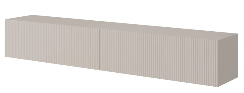 SELSEY Veldio Wooden TV Cabinet, 175 x 31 x 30 cm, Matte Taupe-Grey with Milled MDF Fronts and Vertical Slats, Modern Design, Moisture & Scratch Resistant, Ideal for Living Room