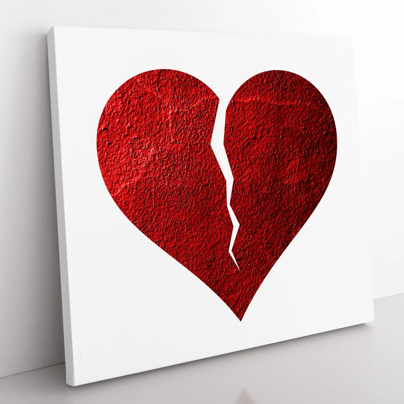 Broken Heart Canvas Wall Art Print 20x20 Inch