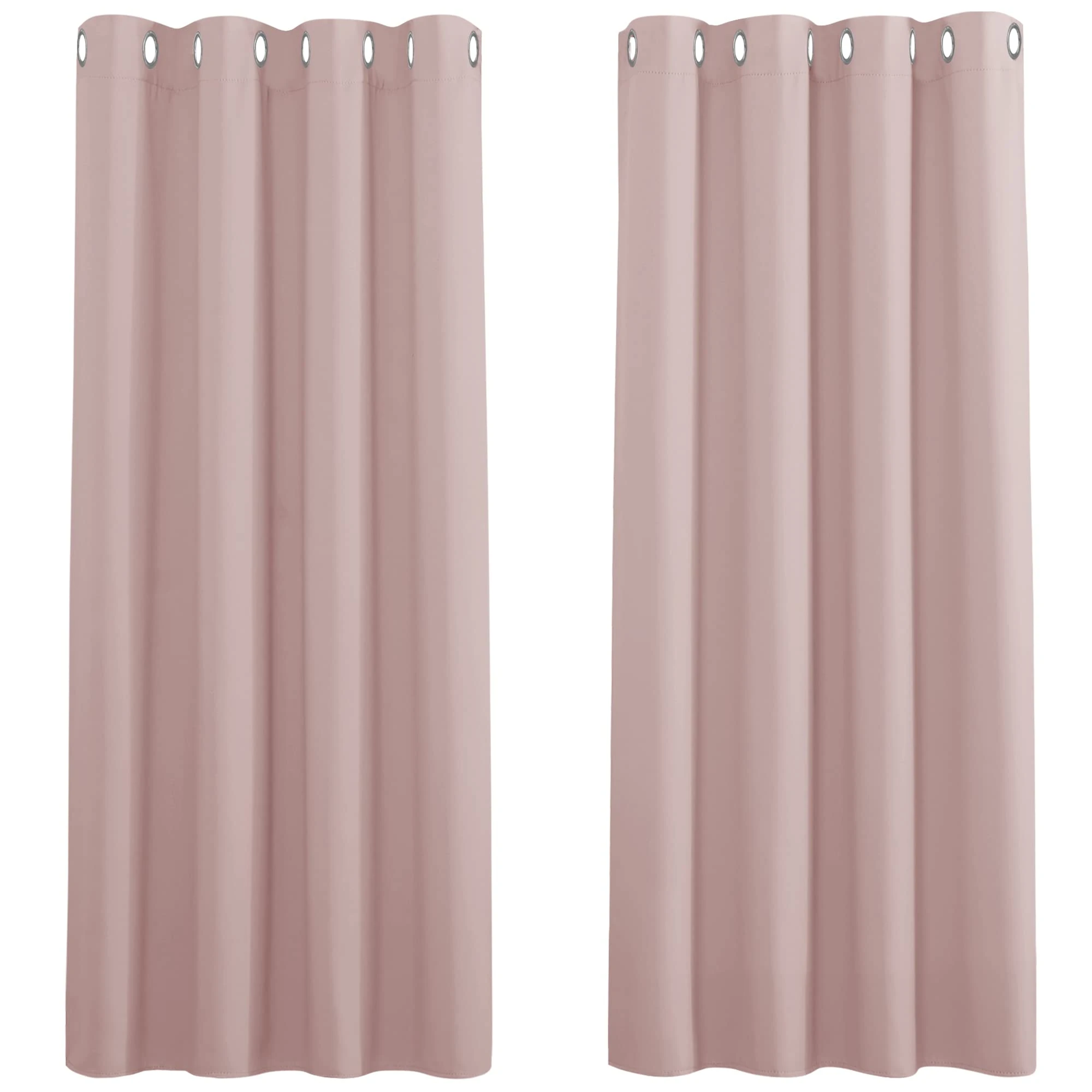 PONY DANCE Baby Pink Curtains for Girls Bedroom - Thermal Insulated Eyelet Black Out Curtains & Drapes Noise Reducing Blackout Panels, 46-inch x 54-inch Wide by Drop, 2 PCs