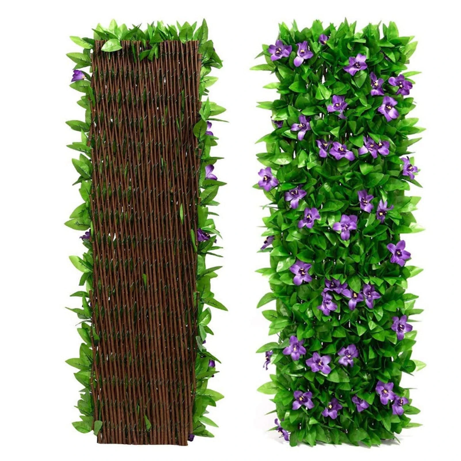 Artificial Ivy Fence Screening, Garden Privacy Hedge Screen, Expandable Faux Green Leaf Trellis, 30cmx180 - Expanded