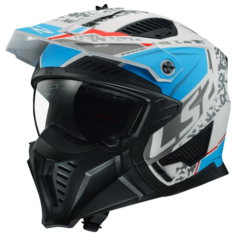 LS2 Motorcycle Helmet OF606 DRIFTER - Devor - White Blue - Open Faced With Removable Mask Motorbike Helmet (M) (57-58cm)