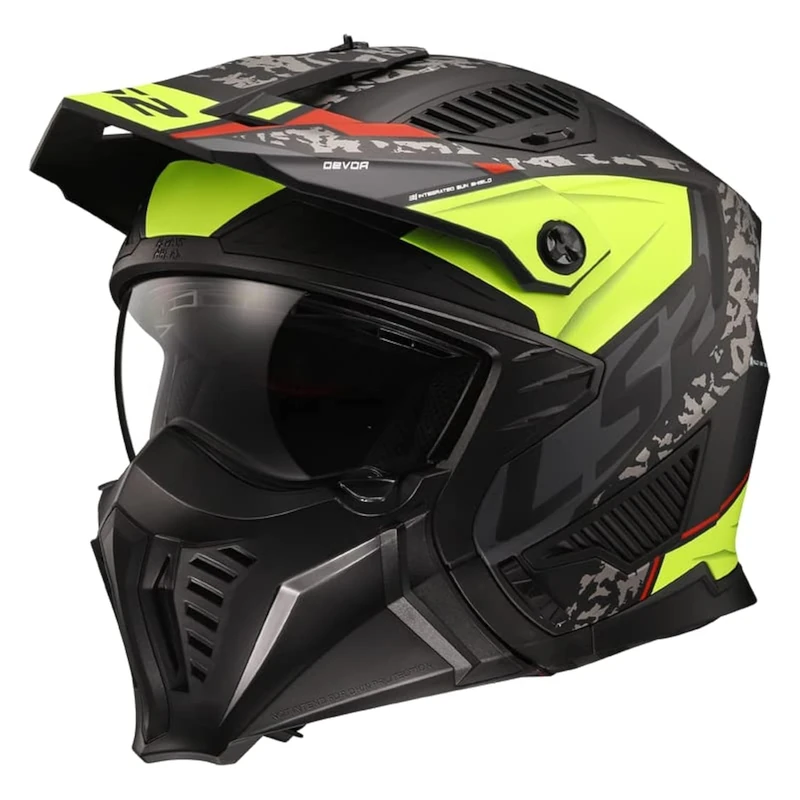 LS2 Motorcycle Helmet OF606 DRIFTER - Devor - Black Yellow - Open Faced With Removable Mask Motorbike Helmet (XS) (53-54cm)