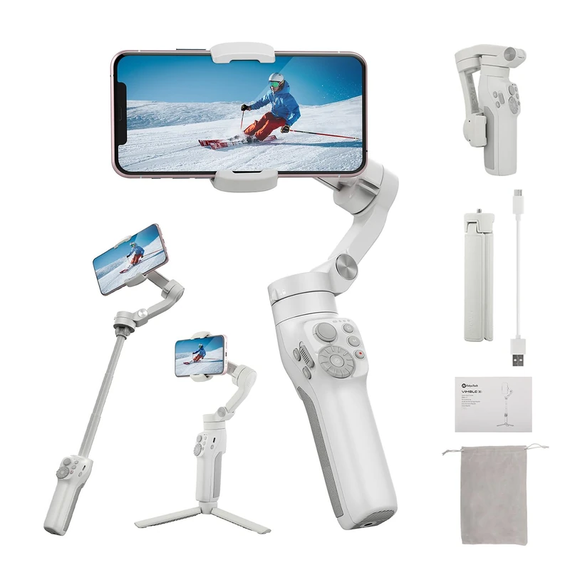 FeiyuTech Vimble 3: White USB Camera Stabilizer for Mobile Phone 78 Inch 250g 10h Battery Life - Image 1