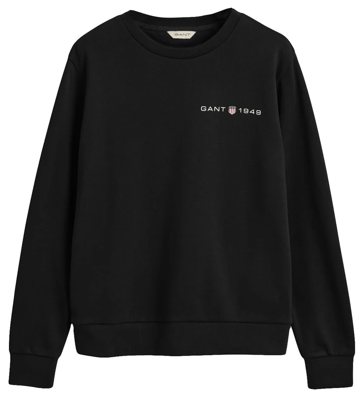 GANT Women's Reg Printed Graphic C-Neck Sweatshirt, Black, S