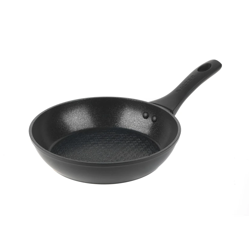 Salter BW08769 Geo Hex Frying Pan, Forged Aluminium, 5 X Tougher Non-Stick, Hexagonal Surface Pattern, Dishwasher Safe, Suitable for All Hob Types Including Induction, 20 cm, Black