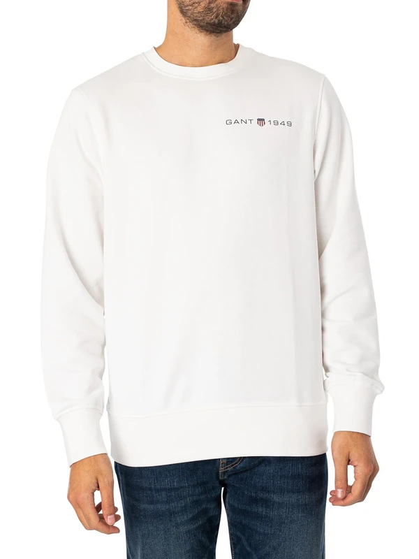 GANT Men's Printed Graphic C-Neck Sweatshirt, Eggshell, 3XL