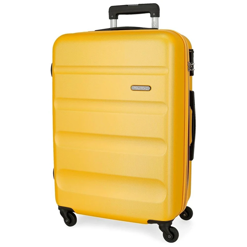 ROLL ROAD Flex Large Ochre Suitcase 51 x 75 x 28 cm Rigid ABS Side Combination Lock 91 L 4 kg 4 Wheels, Lemon Tree, One Size, Large Suitcase