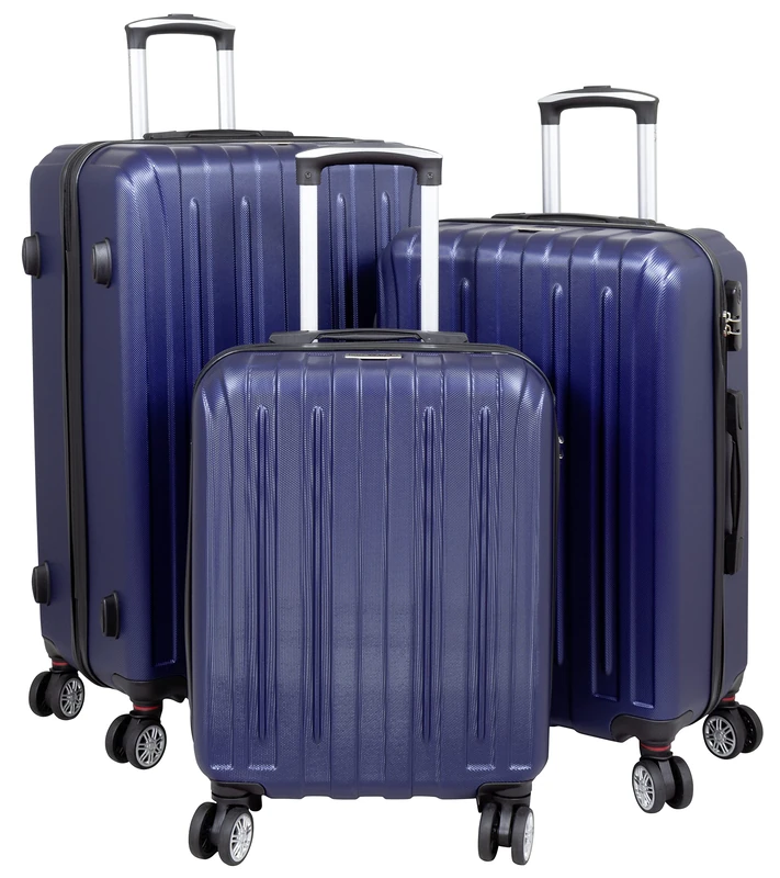 Trendyshop365 Dallas 4 Wheel Combination Lock Hard Case and Suitcase Set, Blue, Kofferset 3-teilig, Suitcase Set