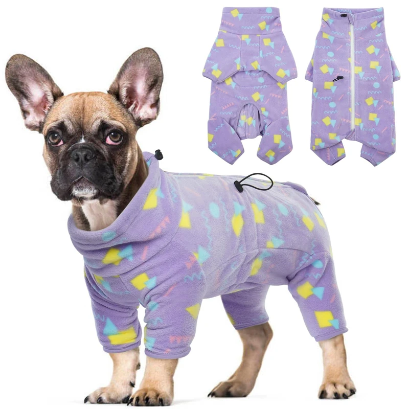 ROZKITCH Dog Winter Coat Soft Fleece Pullover Pajamas, Pet Windproof Warm Cold Weather Jacket Vest with Luminous Zipper, Jumpsuit Apparel Outfit Clothes for Small Medium Large Dog Geometry 3XL