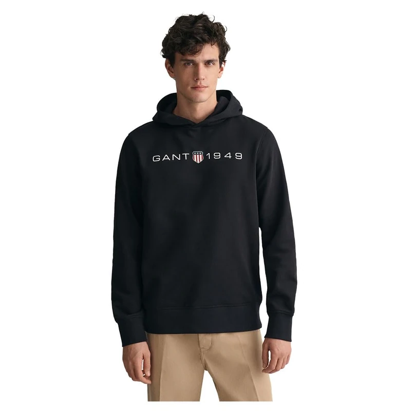 Printed graphic hoodie, black, XXL