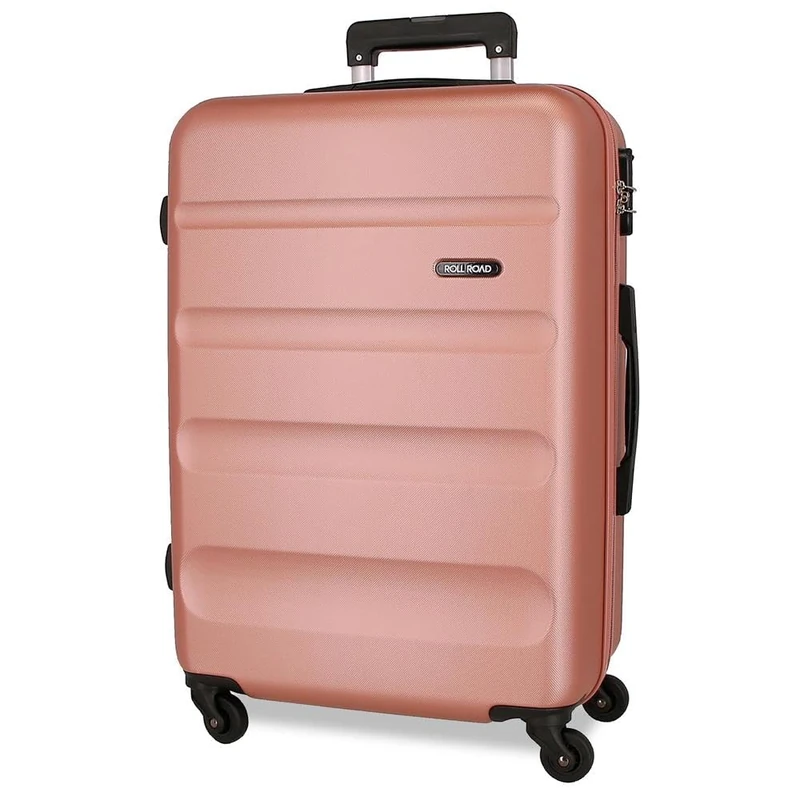 ROLL ROAD Flex Large Nude Suitcase 51 x 75 x 28 cm Rigid ABS Side Combination Lock 91 L 4 kg 4 Wheels, Pink, One Size, Large Suitcase