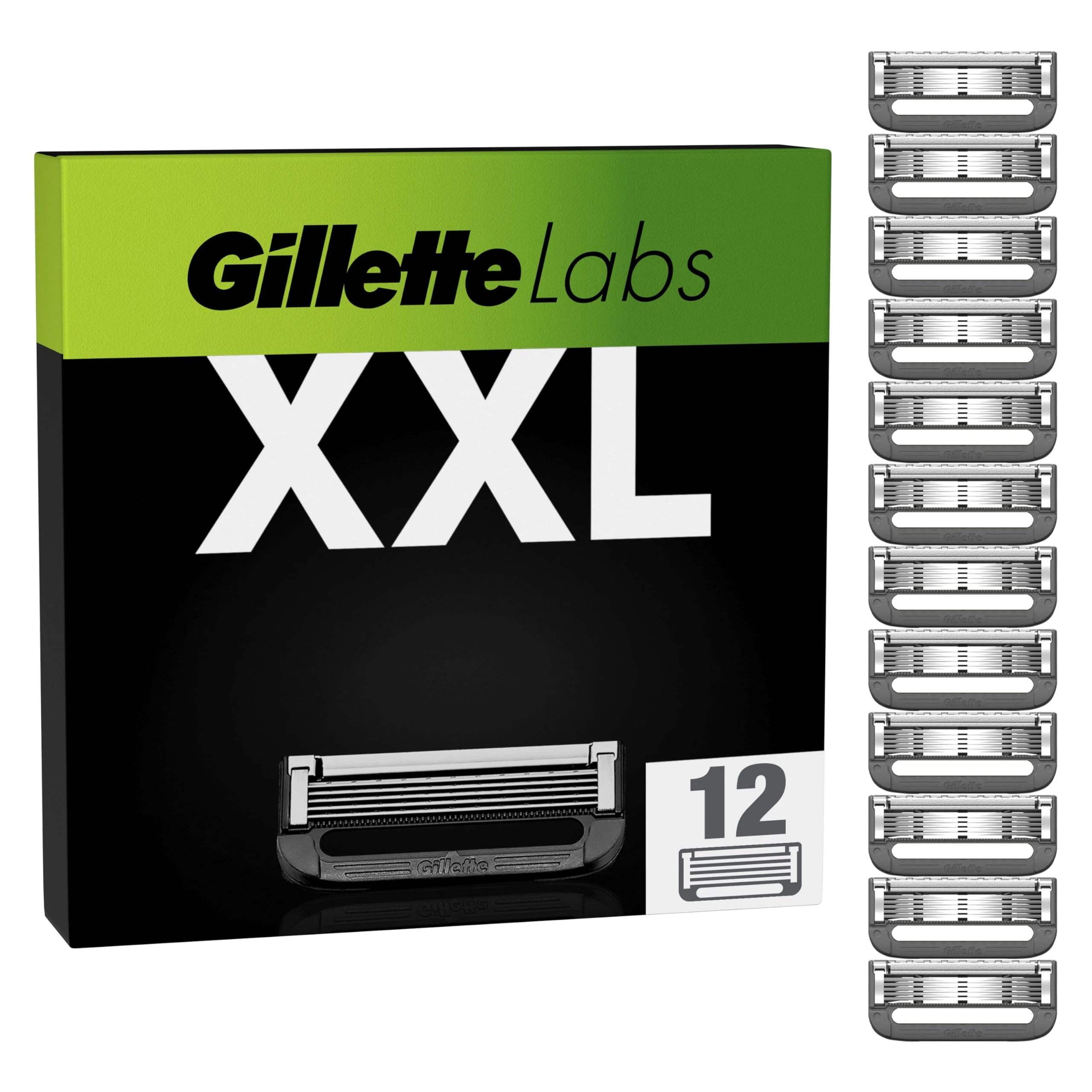 Gillette Labs Razor Blades Men, Pack of 12 Refills, Compatible with GilletteLabs with Exfoliating Bar and Heated Razor, Mens Razors Blades