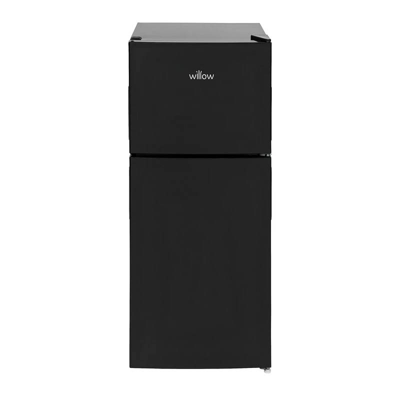 Willow WTM118B 118L Top Mount Fridge Freezer with 4* Freezer Rating, Adjustable Thermostat, Mark-Proof Finish, 2 Years Manufacturer’s Warranty - Black